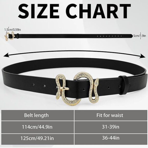Leather Adjustable Western Snake Buckle Belt main image 5